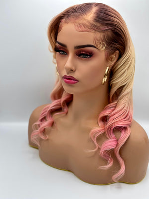 "YENDI" PINK PETAL  BLUSH LACE FRONTAL WIG